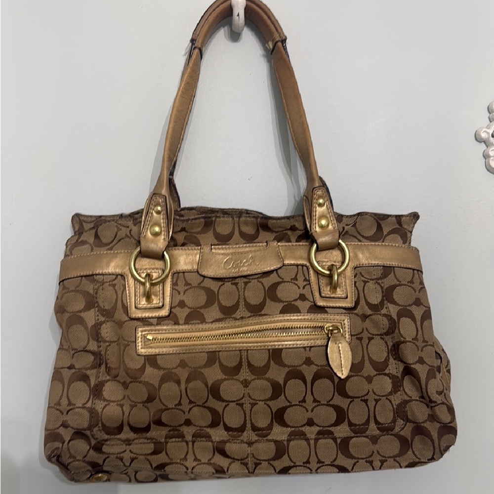 Coach Brown Signature Canvas and Leather Tote